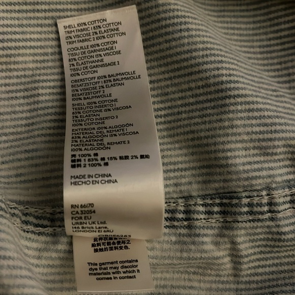 Free People Womens Jacket Medium Striped Denim Military Style Button Blazer - Picture 14 of 16